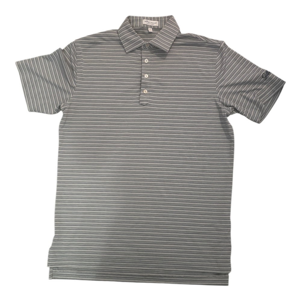 Peter Millar Gray Striped Polo Shirt Medium